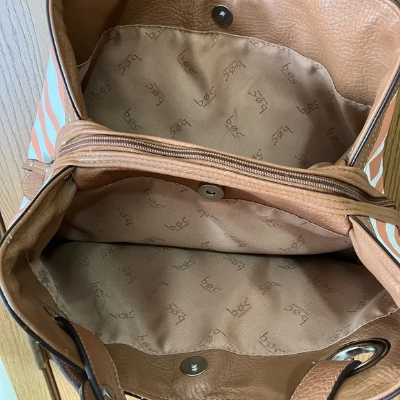 Born Concept Striped Brown and Orange Women's Bag - Picture 3 of 8